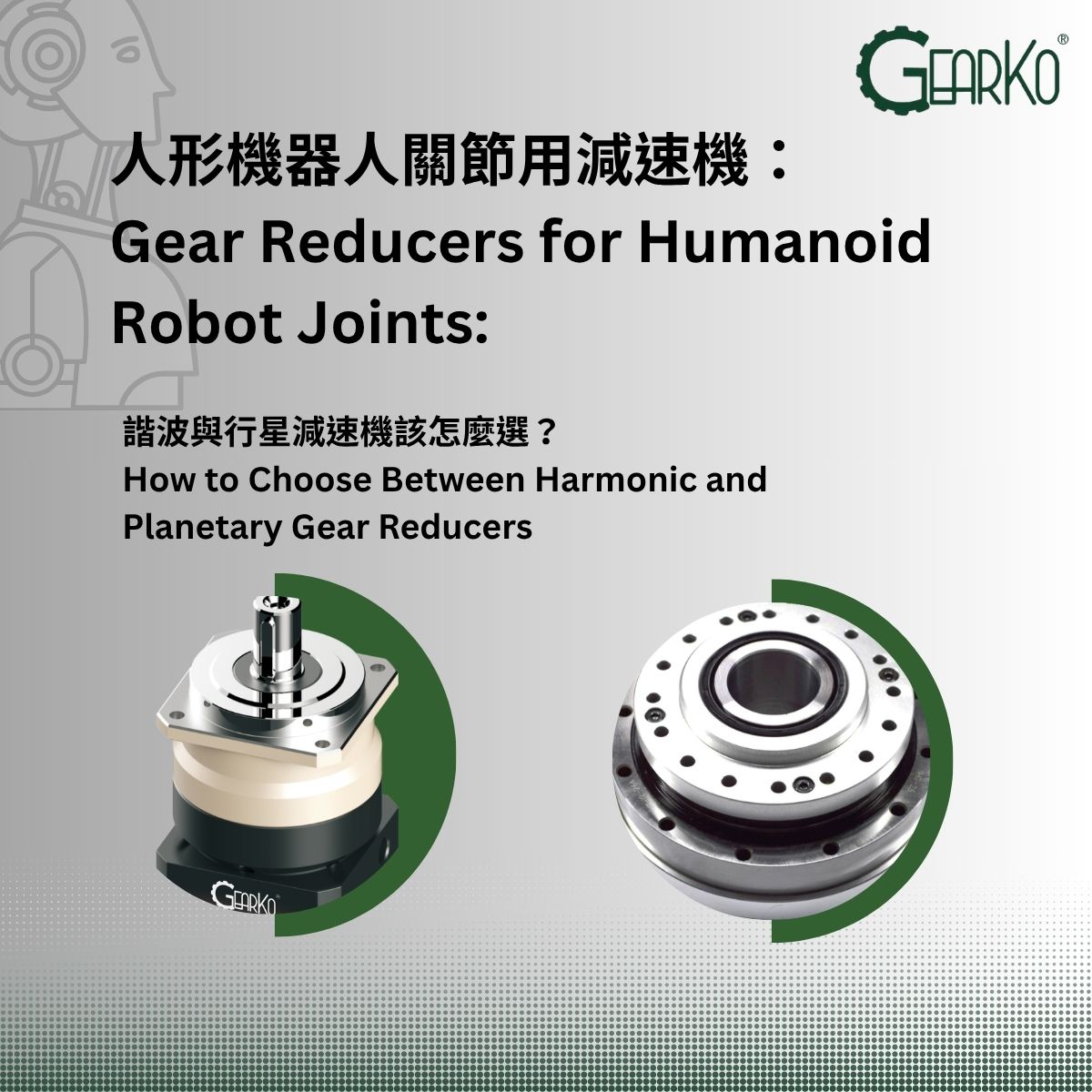人形機器人關節用減速機：諧波與行星減速機該怎麼選？